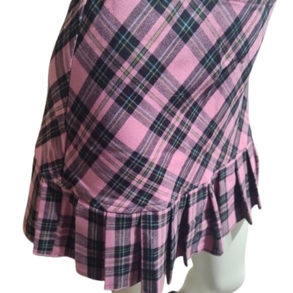 Soulmates Skirt Black & Hot Pink Plaid Ruffle Bottom Women's Size Large - Picture 4 of 11